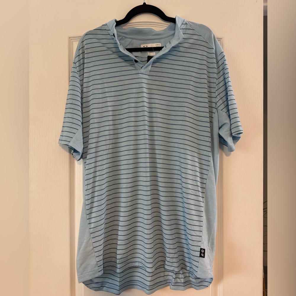 Oakley Blue Striped Short Sleeve